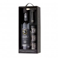 Beluga Gold Line vodka 0,7l v usnjeni škatli in 3 shot kozarci